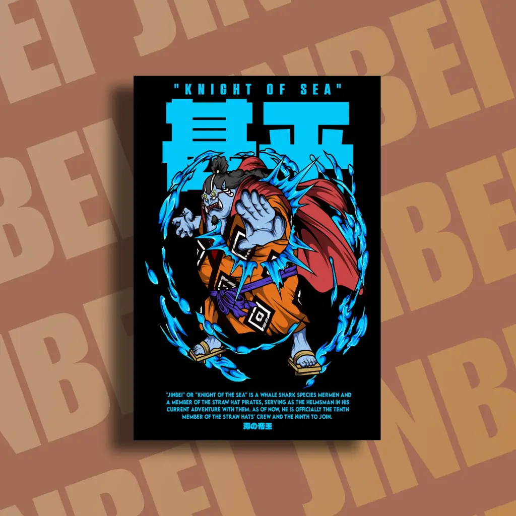 Jinbe's Ocean Might Metal Poster - A4